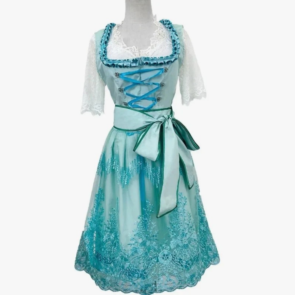 Clarissa | Damen Oktoberfest Dirndl Mit Spitzen Ärmel Und Rock Muster
