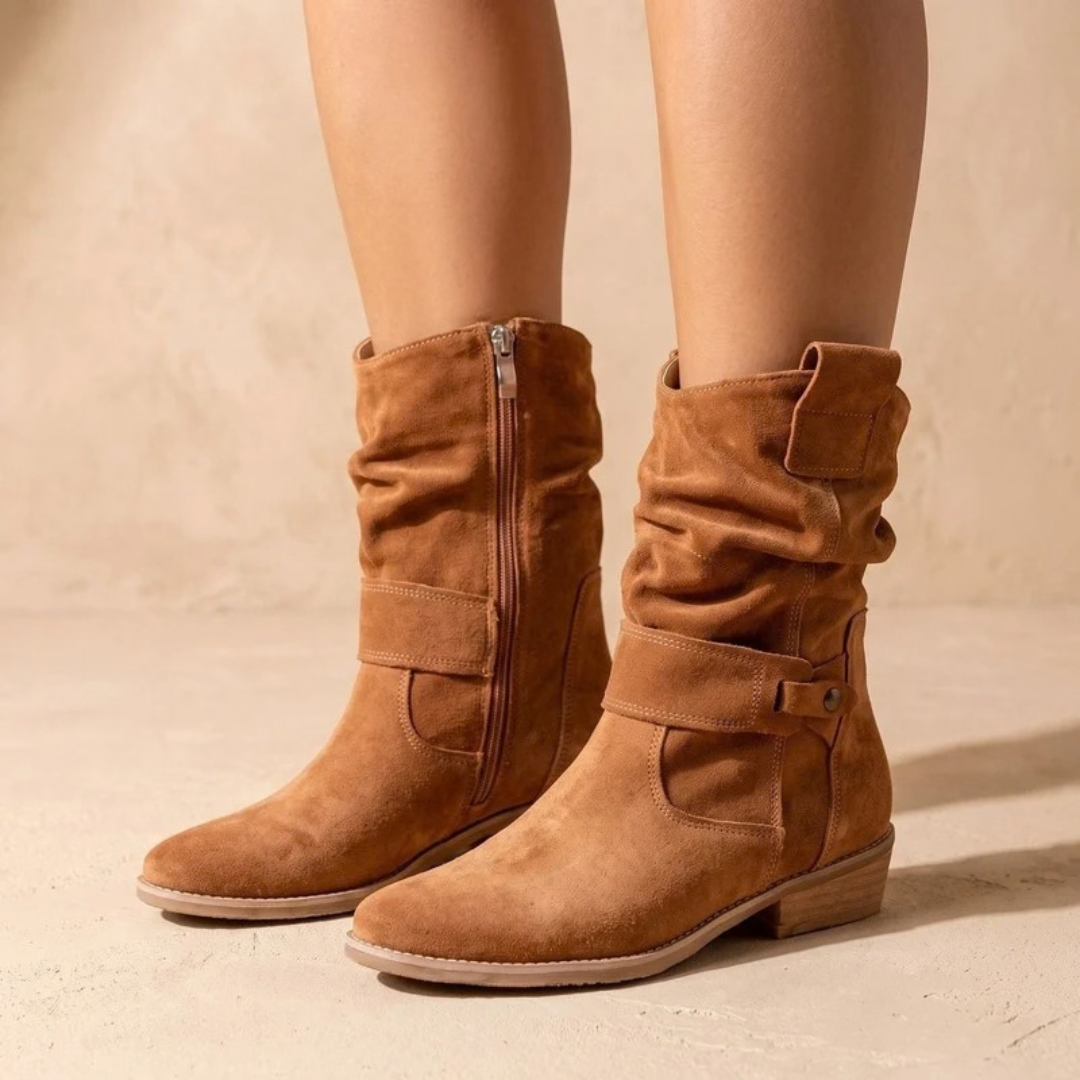 Claudia | Damen Orthopädische Stiefeletten mit Absatz und Wildleder