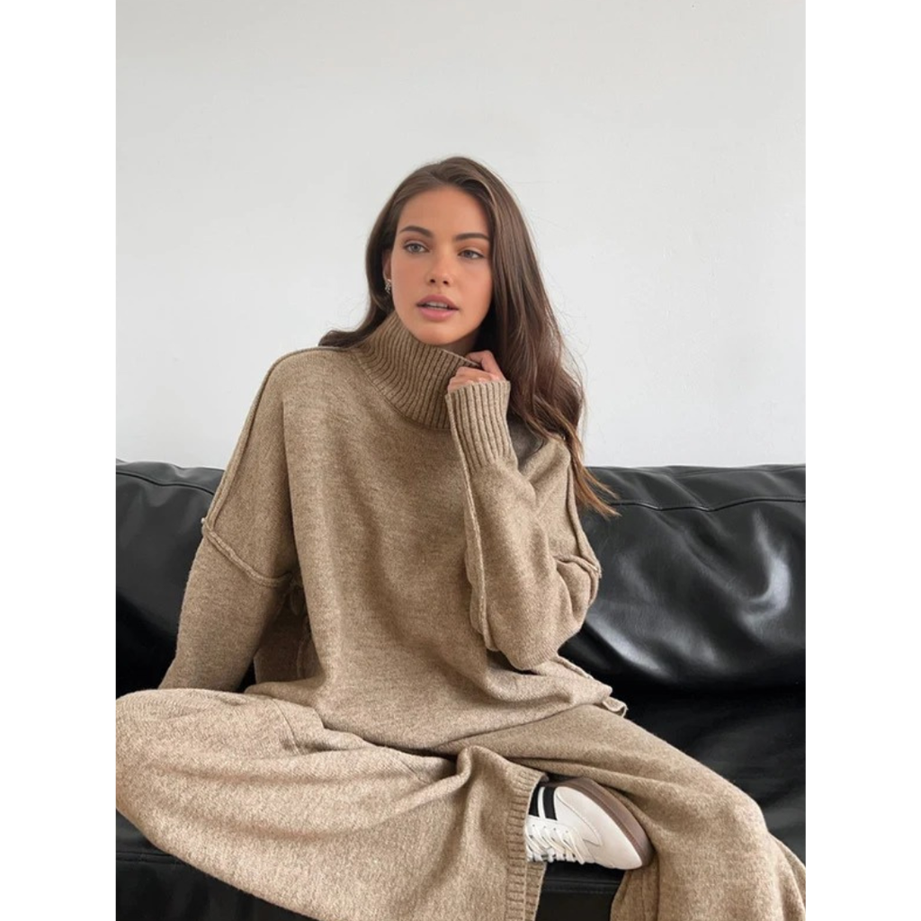 Cleo | Damen Freizeit Zweiteiler mit Strickhose