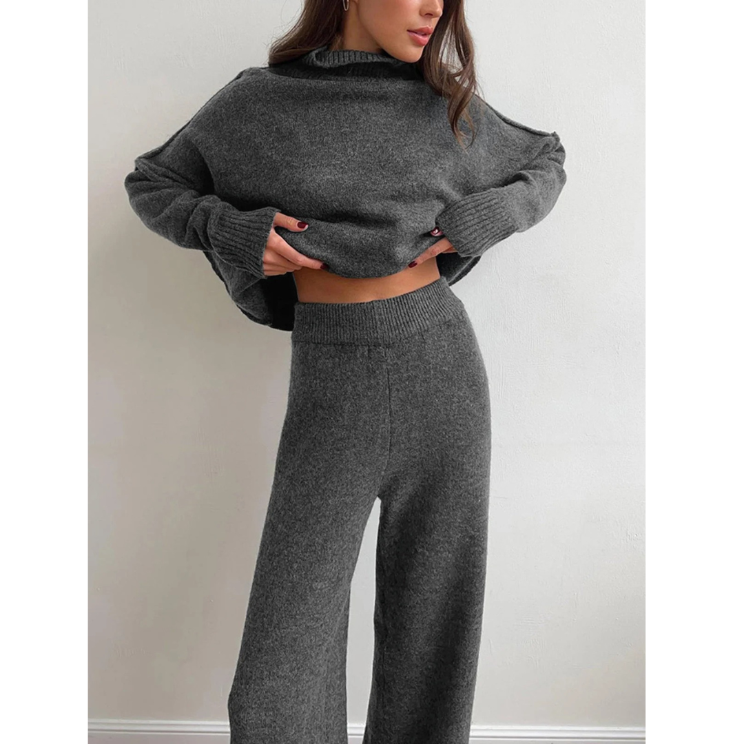 Cleo | Damen Freizeit Zweiteiler mit Strickhose