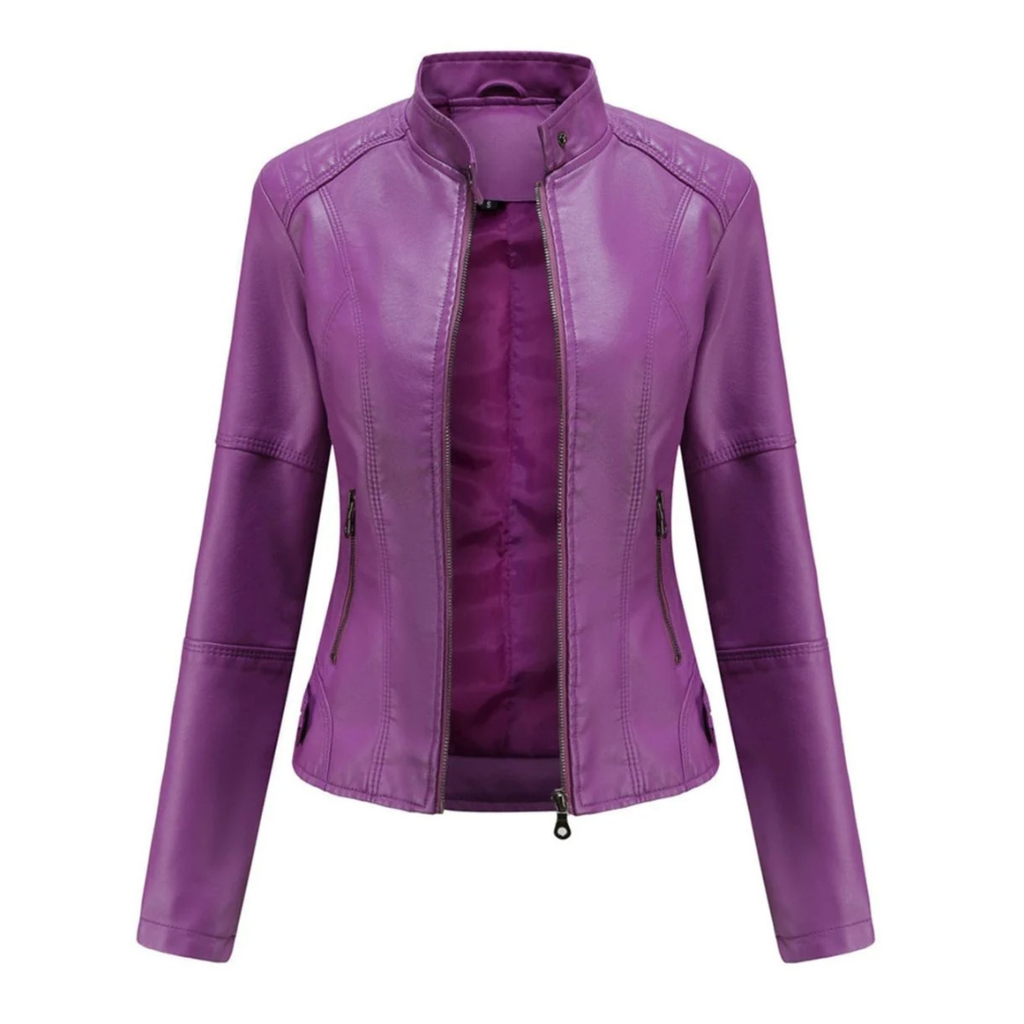 Cleo | Damen Klassische Kunstleder Bikerjacke