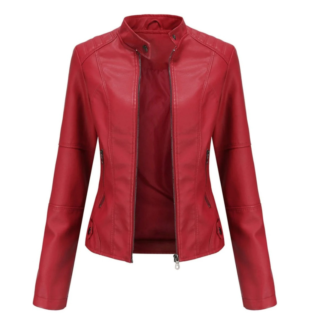 Cleo | Damen Klassische Kunstleder Bikerjacke