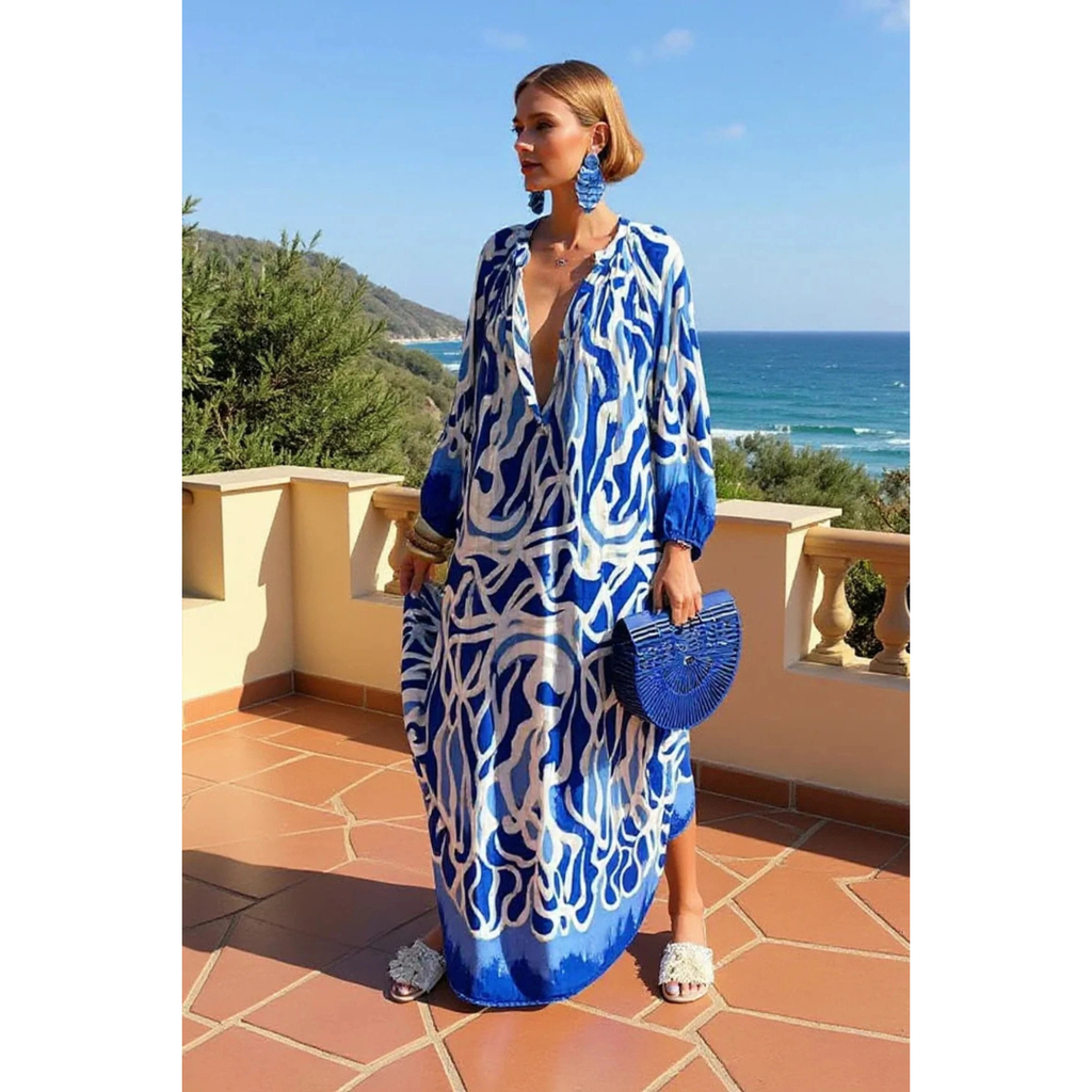 Corina | Damen Boho Blumen Maxikleid