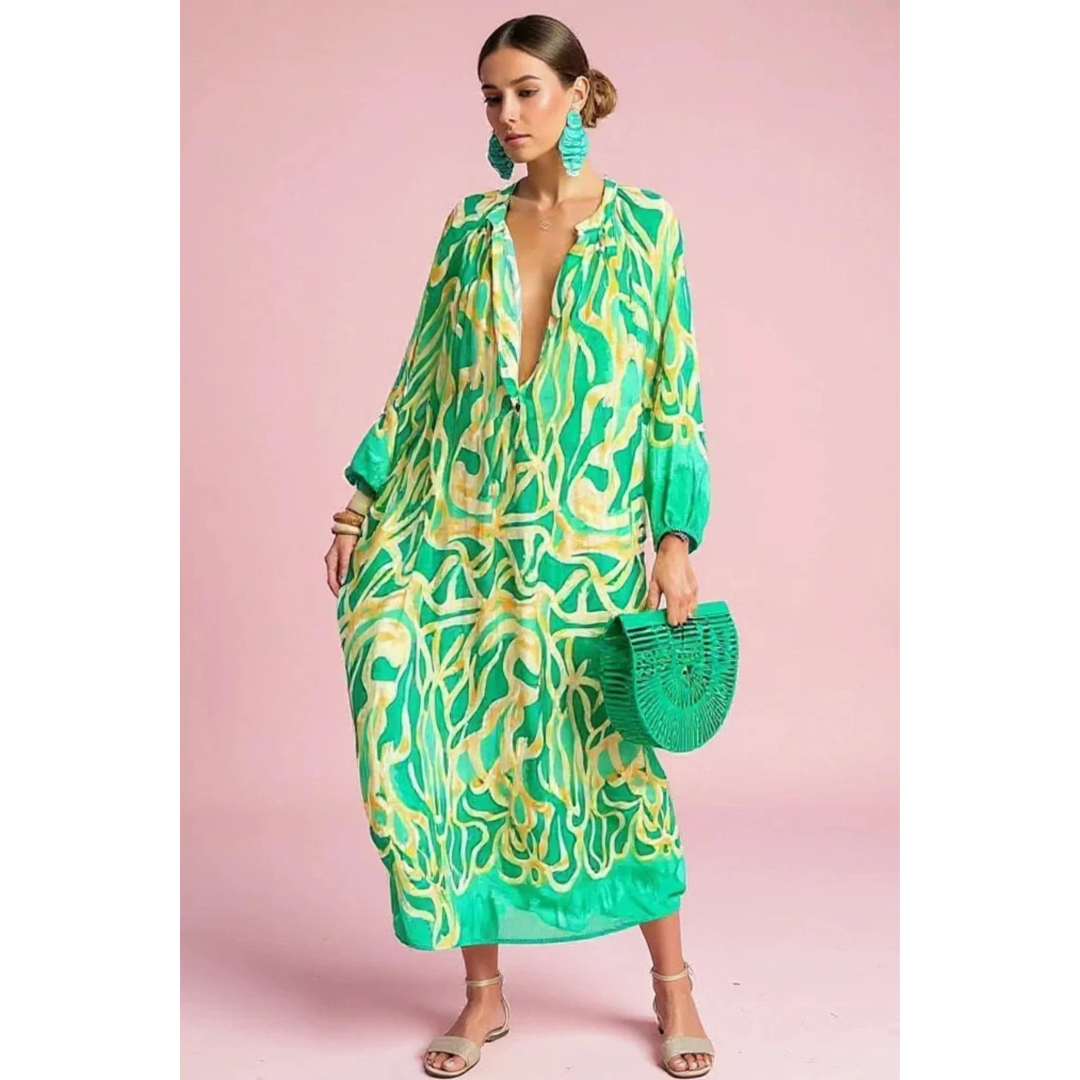 Corina | Damen Boho Blumen Maxikleid