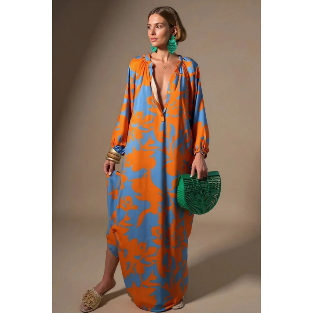 Corina | Damen Boho Blumen Maxikleid