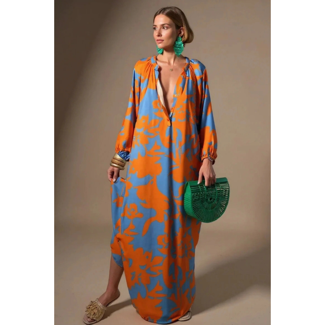 Corina | Damen Boho Blumen Maxikleid
