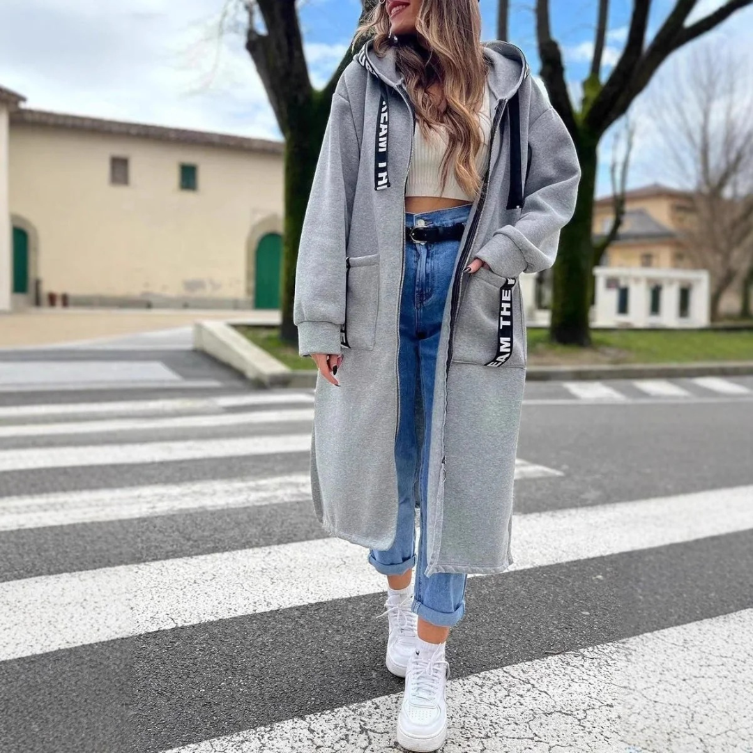 Corinna | Damen Lange Winterjacke mit Kapuze