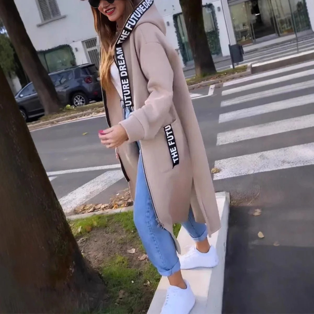 Corinna | Damen Lange Winterjacke mit Kapuze