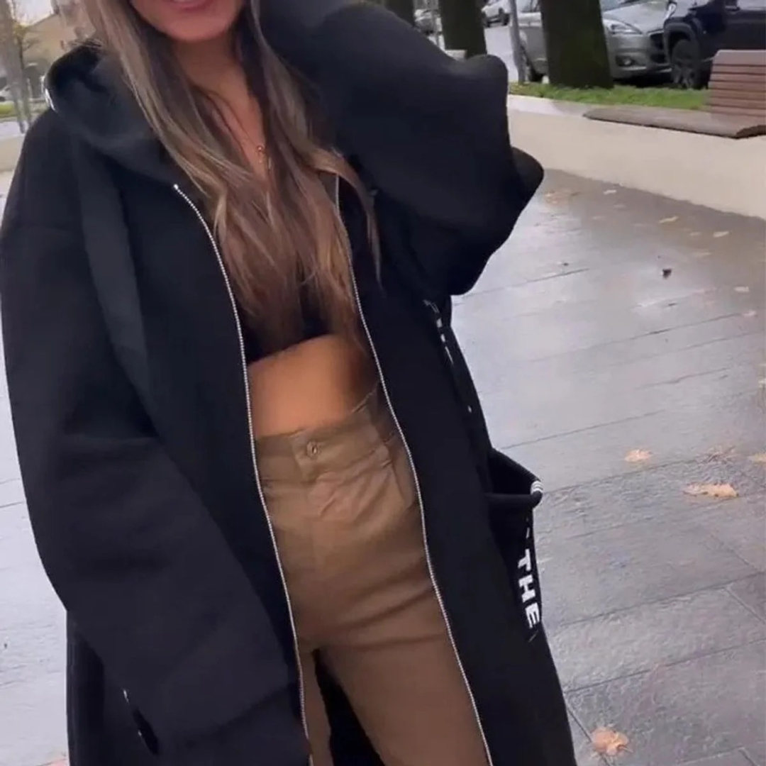 Corinna | Damen Lange Winterjacke mit Kapuze