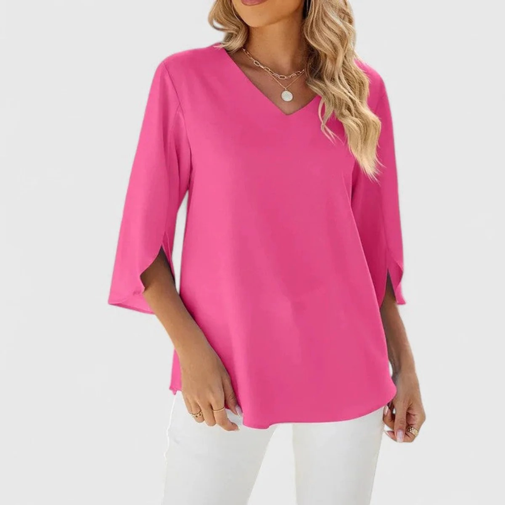 Cosima | Damen Elegante Bluse Mit V-Ausschnitt