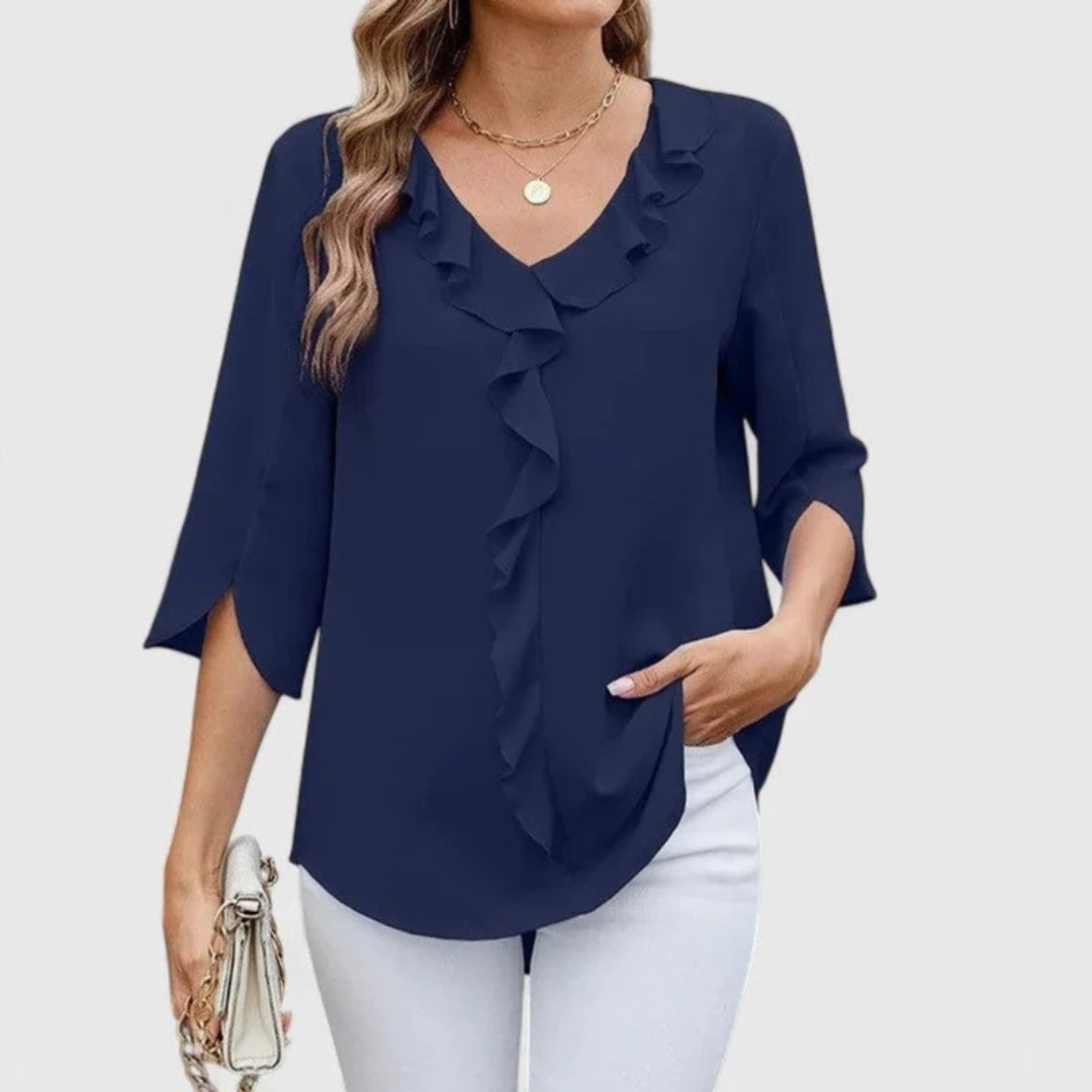 Cosima | Damen Elegante Bluse Mit V-Ausschnitt