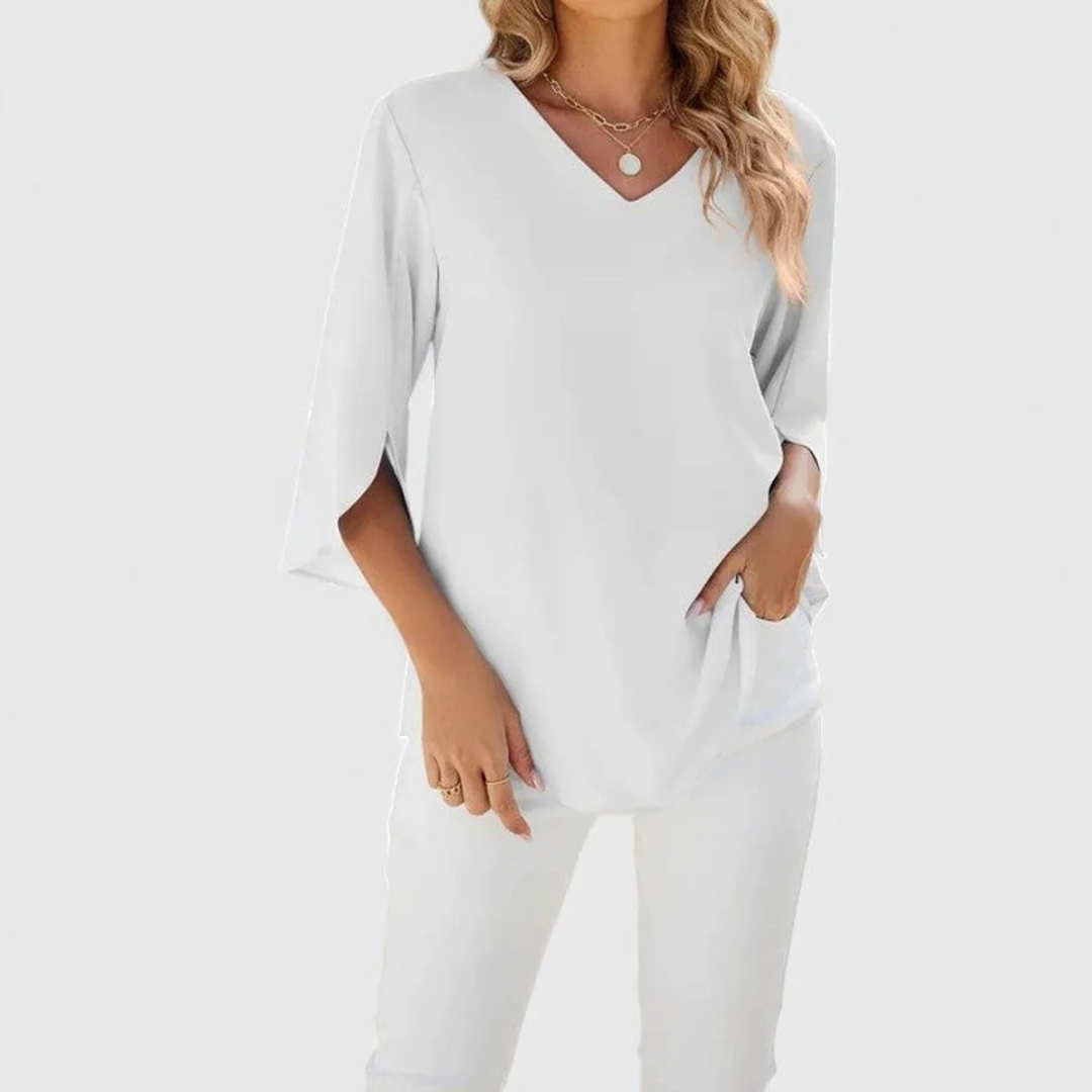 Cosima | Damen Elegante Bluse Mit V-Ausschnitt