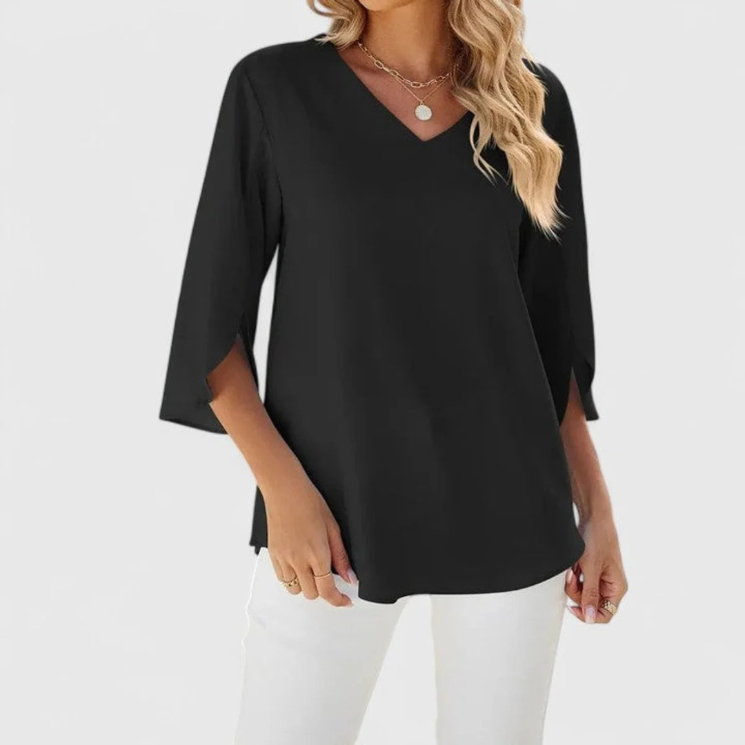 Cosima | Damen Elegante Bluse Mit V-Ausschnitt