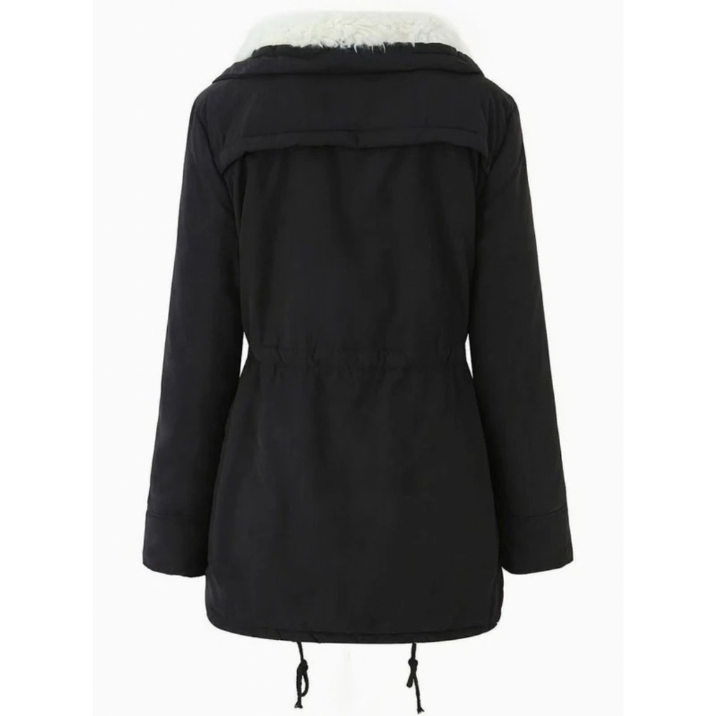 Roswitha | Damen Winterjacke im Parka Stil mit Kapuze, Futter und Kordelzug