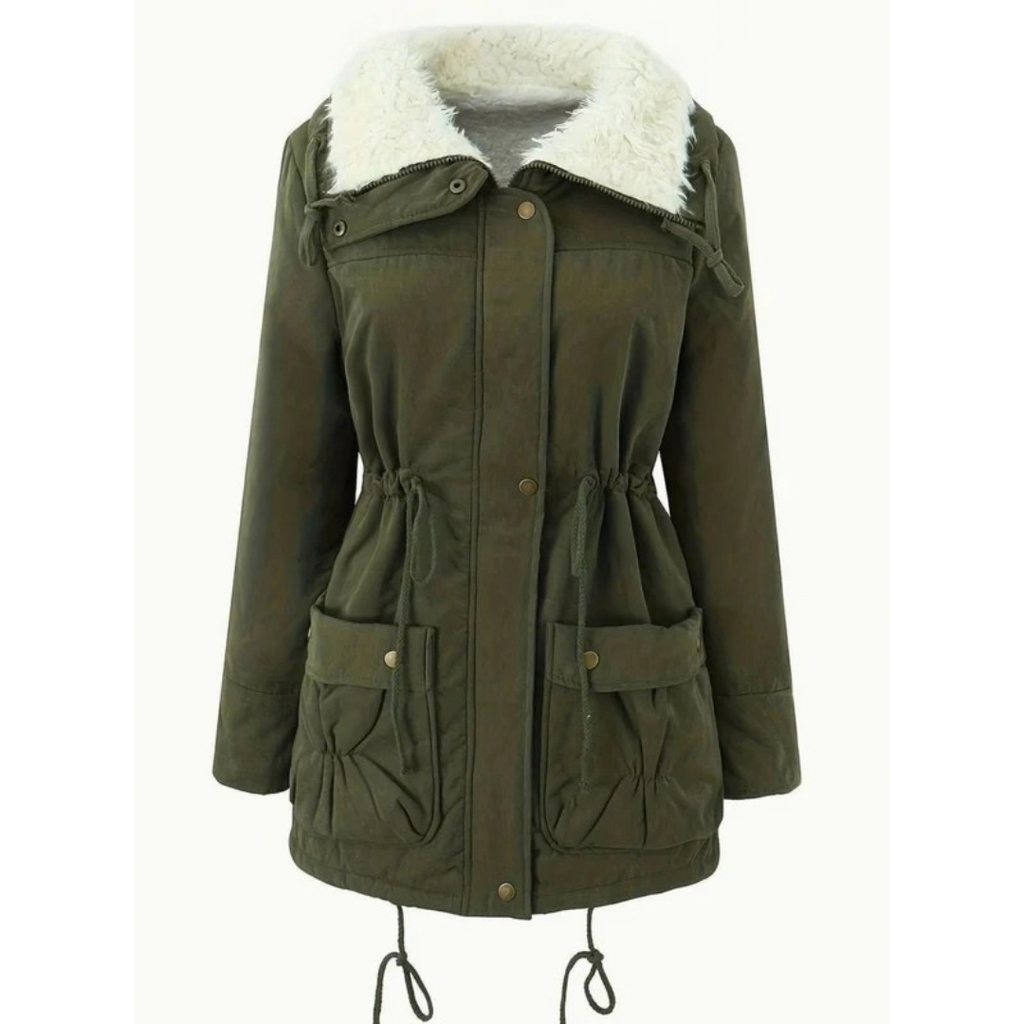 Roswitha | Damen Winterjacke im Parka Stil mit Kapuze, Futter und Kordelzug