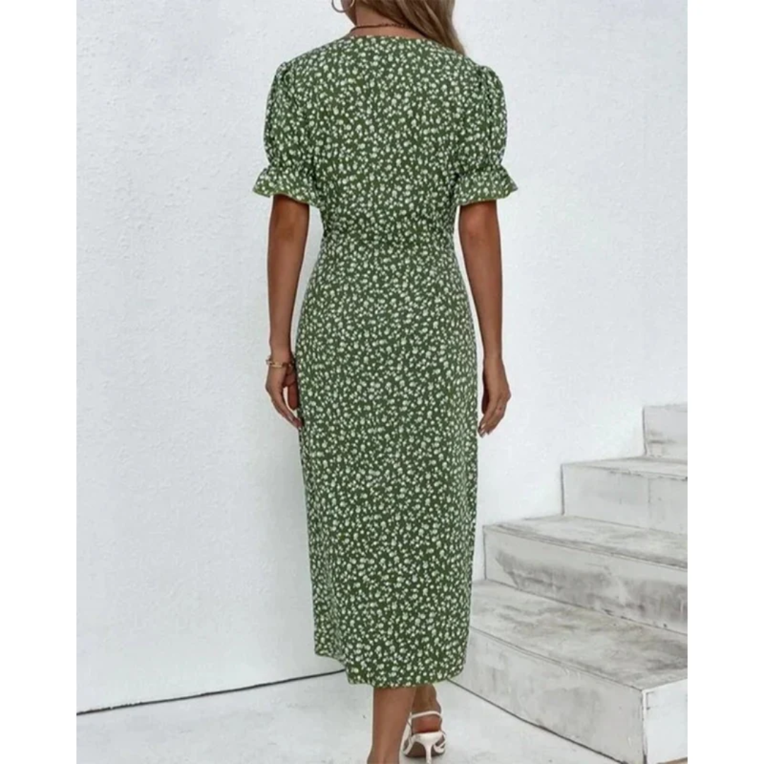 Dagmar | Damen Sommerkleid Wickel Blumen Moderner Stil