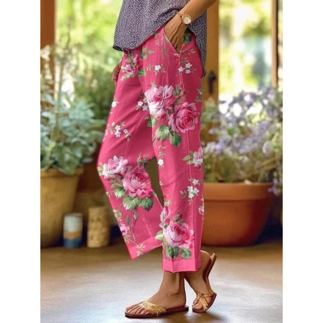 Daisy | Damen Rosa Sommer Blumen Freizeithose