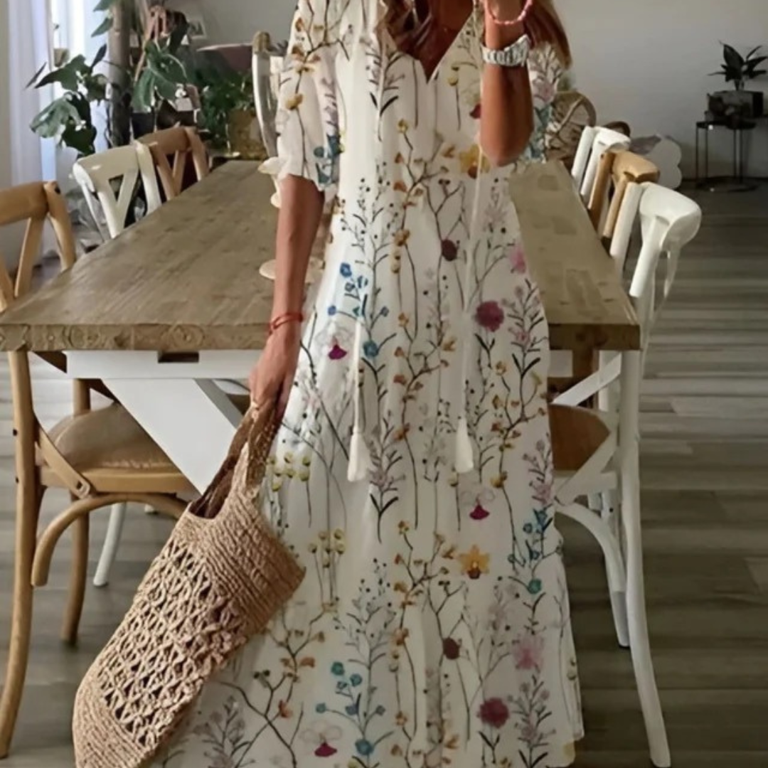 Dalia | Damen Elegantes Maxikleid im Boho Stil