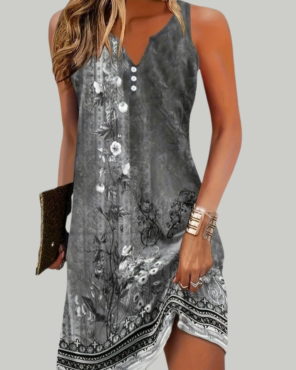 Damen Festliches Sommerkleid mit Print | Midi Kleid