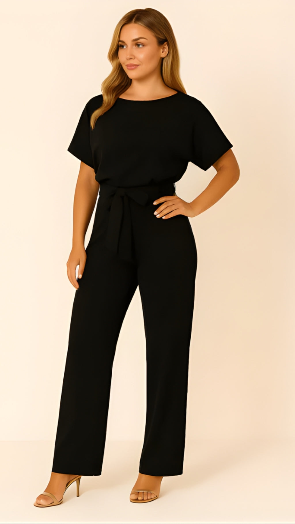 Damen Jumpsuit mit Bindegürtel – Fließendes Bein für Besondere Anlässe