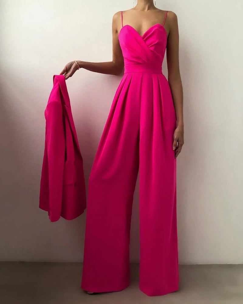 Jumpsuit mit Wickeloberteil – Weit Geschnittenes Bein für Damen bei Hochzeiten