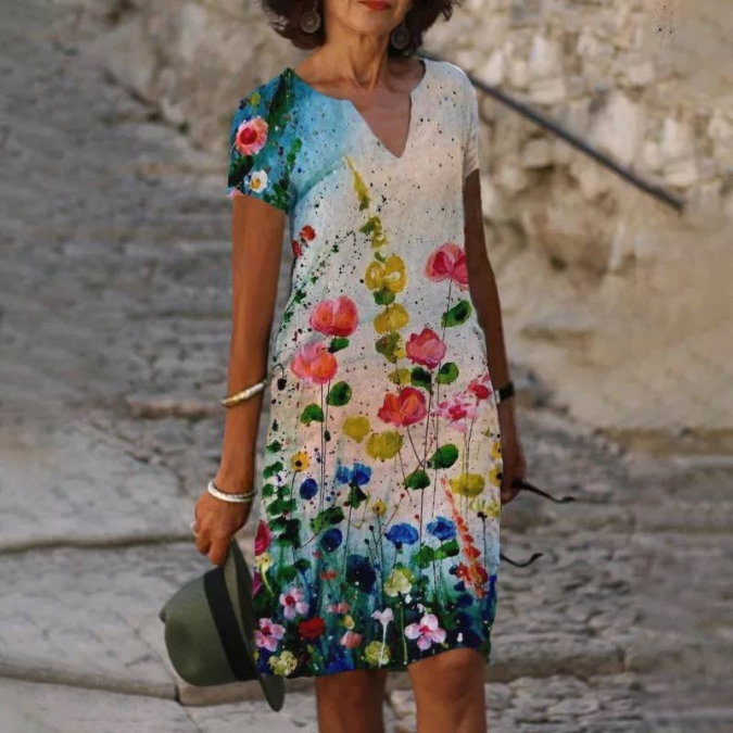 Damen Kurzarm Sommerkleid für Strand | Mini Kleid
