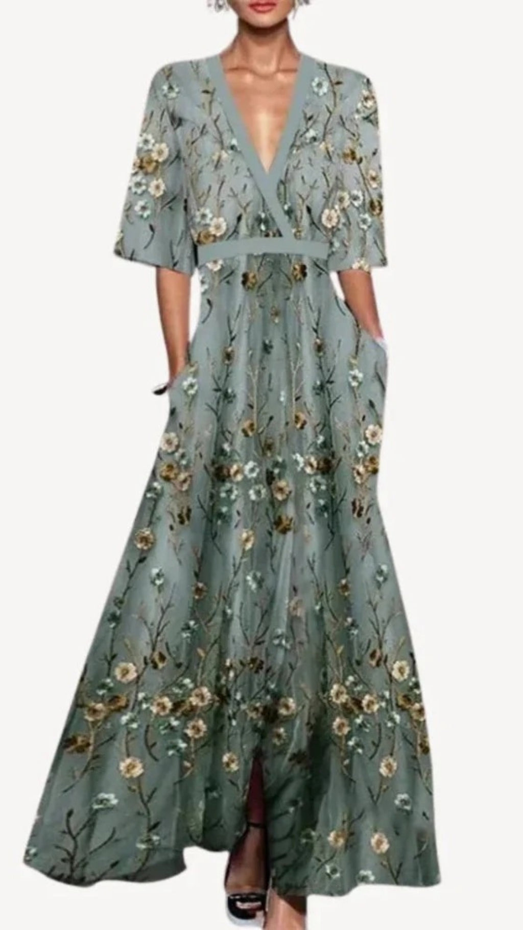 Damen Langes Abendkleid im Wickelstil | Maxi