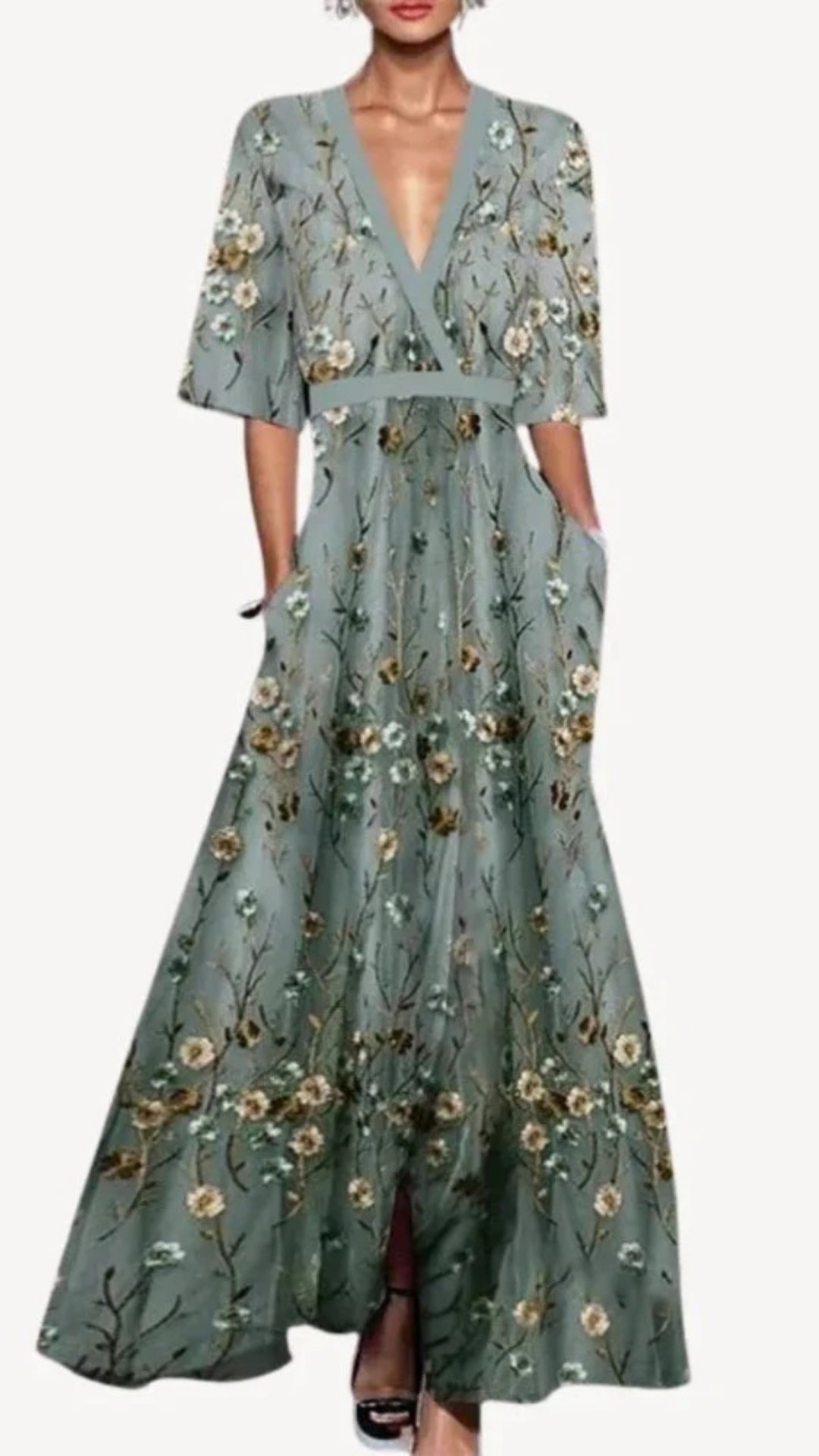 Damen Langes Abendkleid im Wickelstil | Maxi