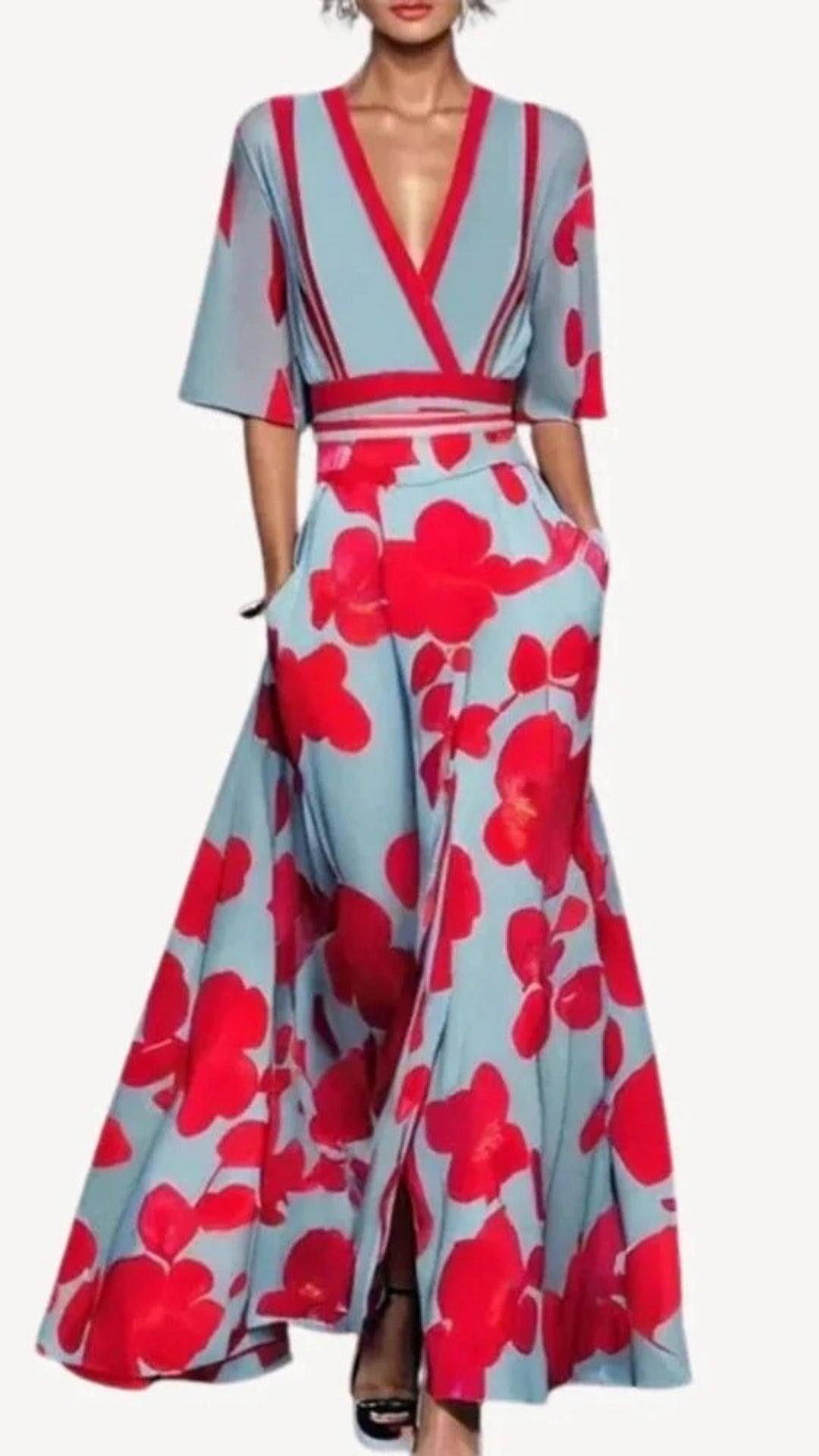 Damen Langes Abendkleid im Wickelstil | Maxi