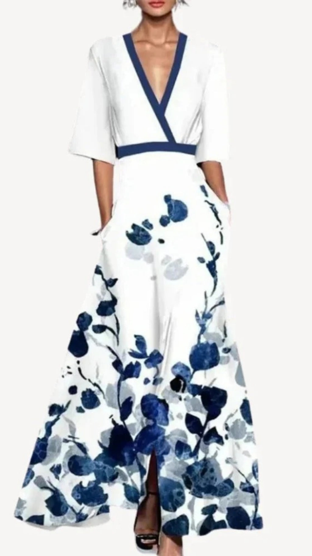 Damen Langes Abendkleid im Wickelstil | Maxi