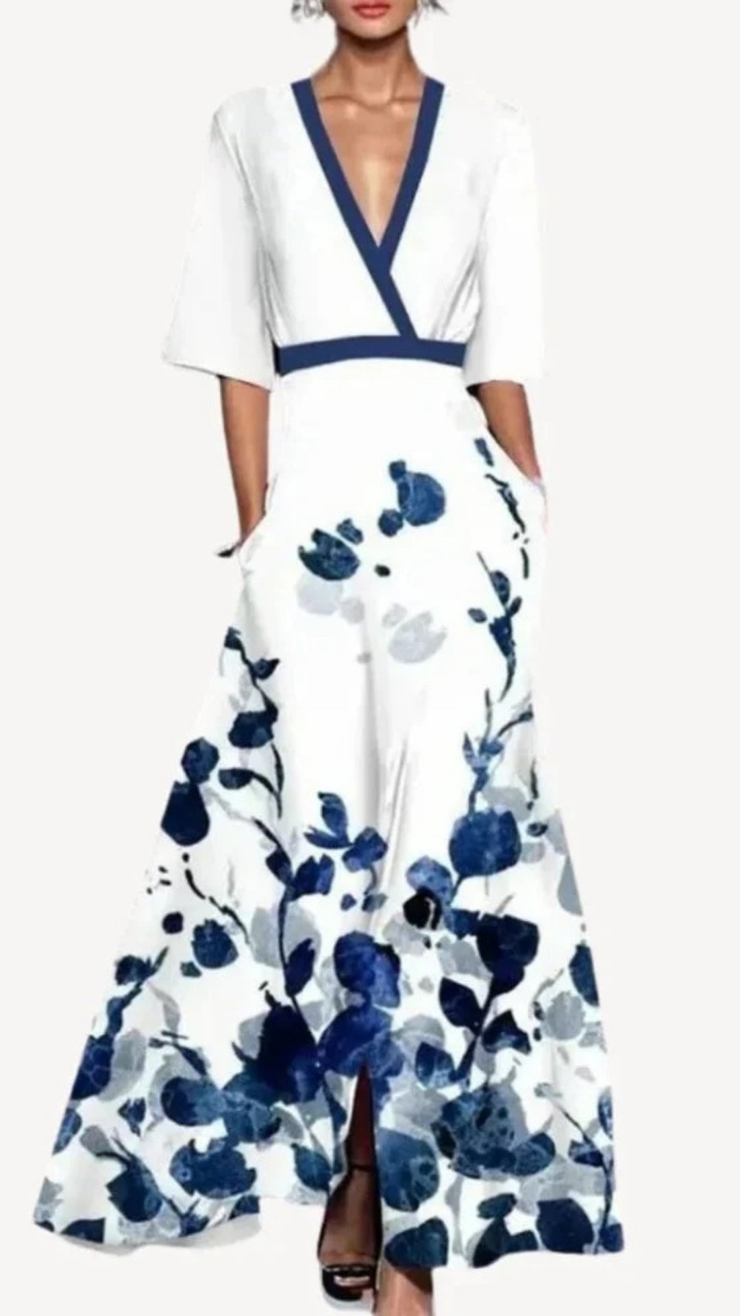Damen Langes Abendkleid im Wickelstil | Maxi