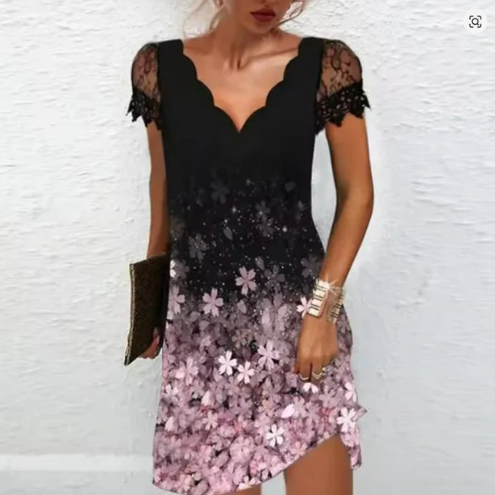 Damen Midi-Abendkleid mit Spitze – Elegante Details für stilvolle Anlässe