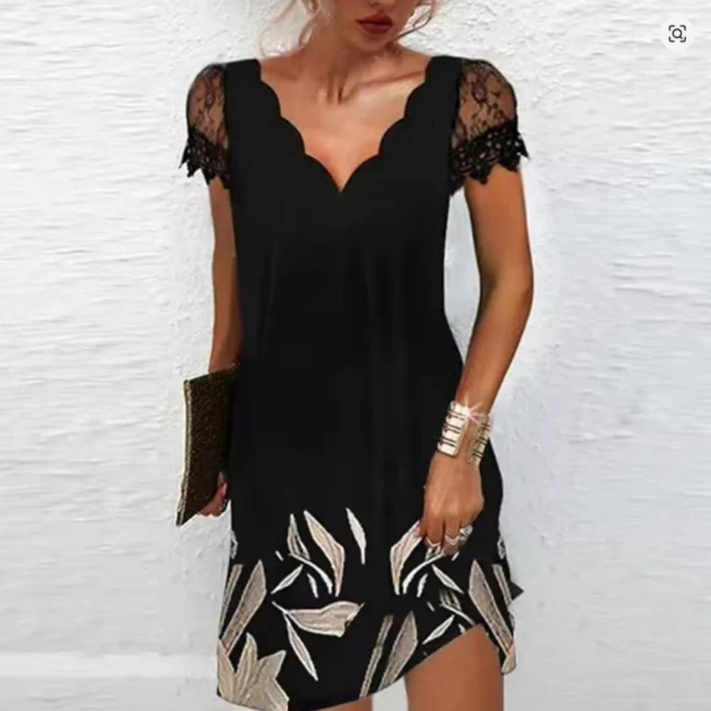 Damen Midi-Abendkleid mit Spitze – Elegante Details für stilvolle Anlässe