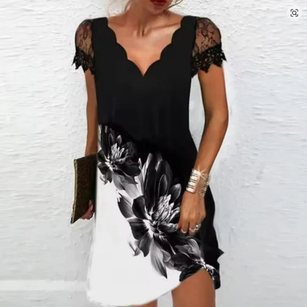 Damen Midi-Abendkleid mit Spitze – Elegante Details für stilvolle Anlässe