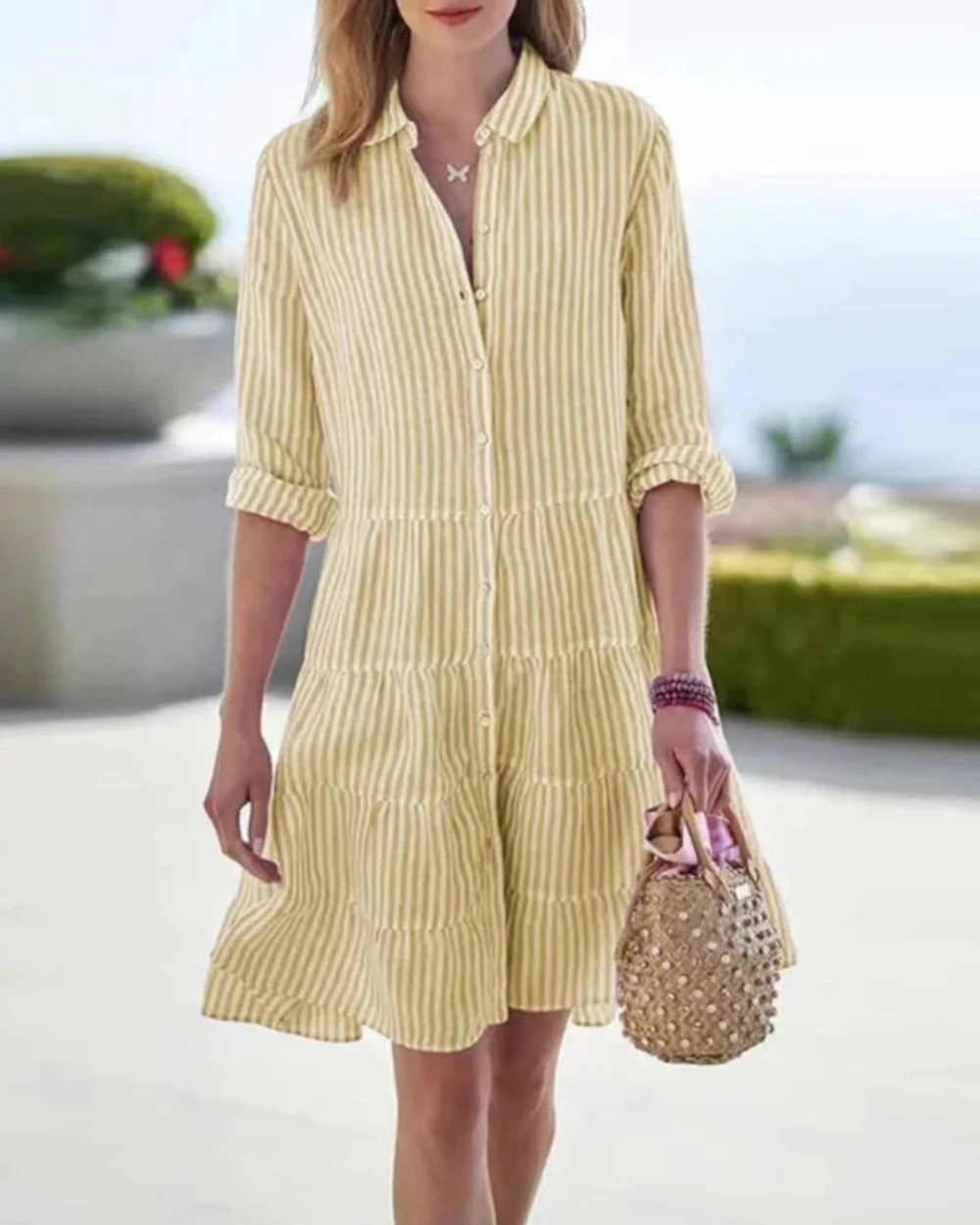 Damen Midi Sommerkleid mit V-Ausschnitt | Festliches Kleid
