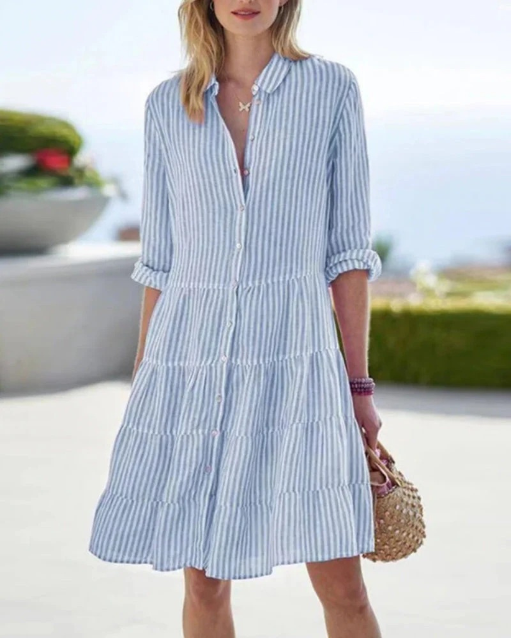 Damen Midi Sommerkleid mit V-Ausschnitt | Festliches Kleid