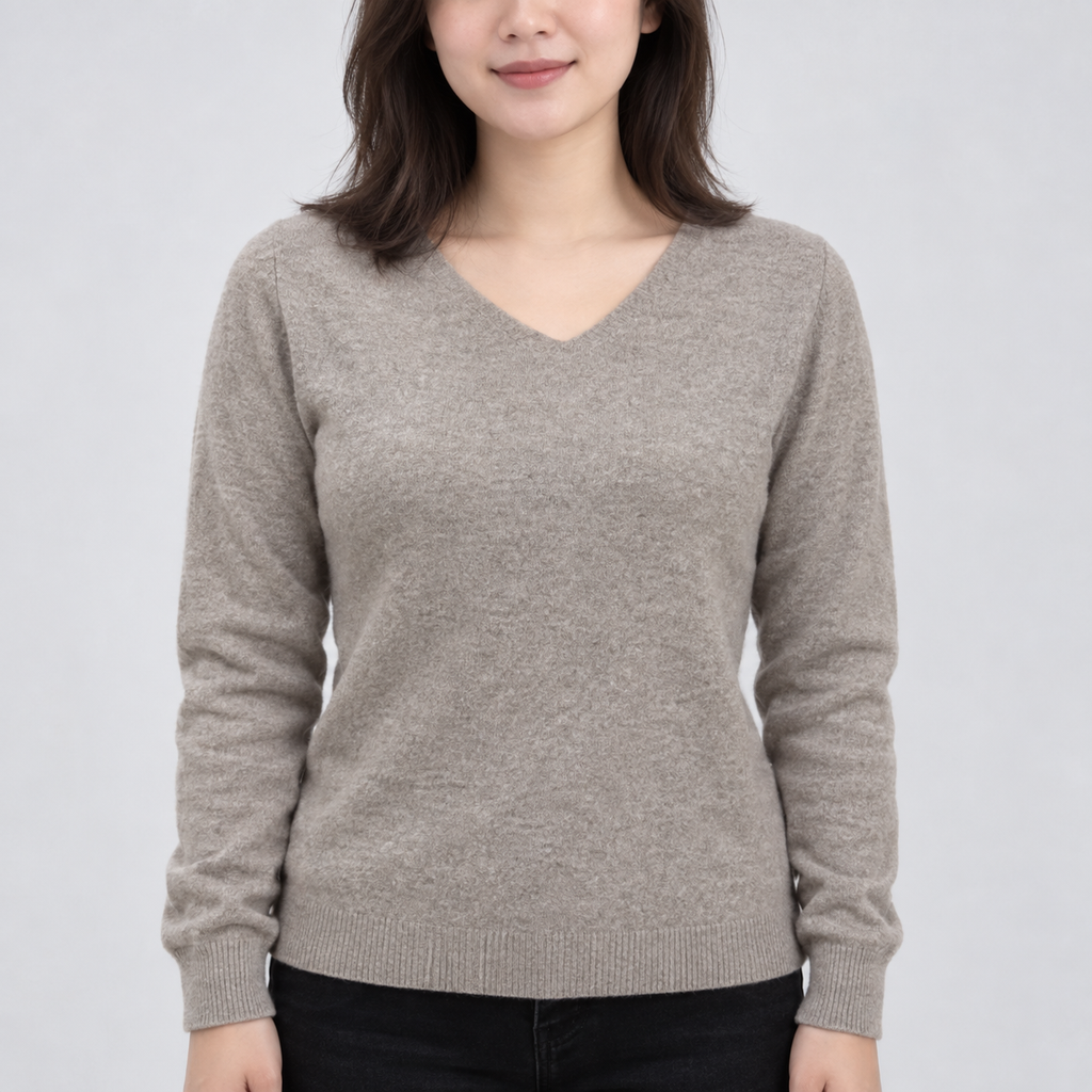 Damen Pullover aus 100% Merinowolle mit V-Ausschnitt – Perfekt für Herbst und Winter