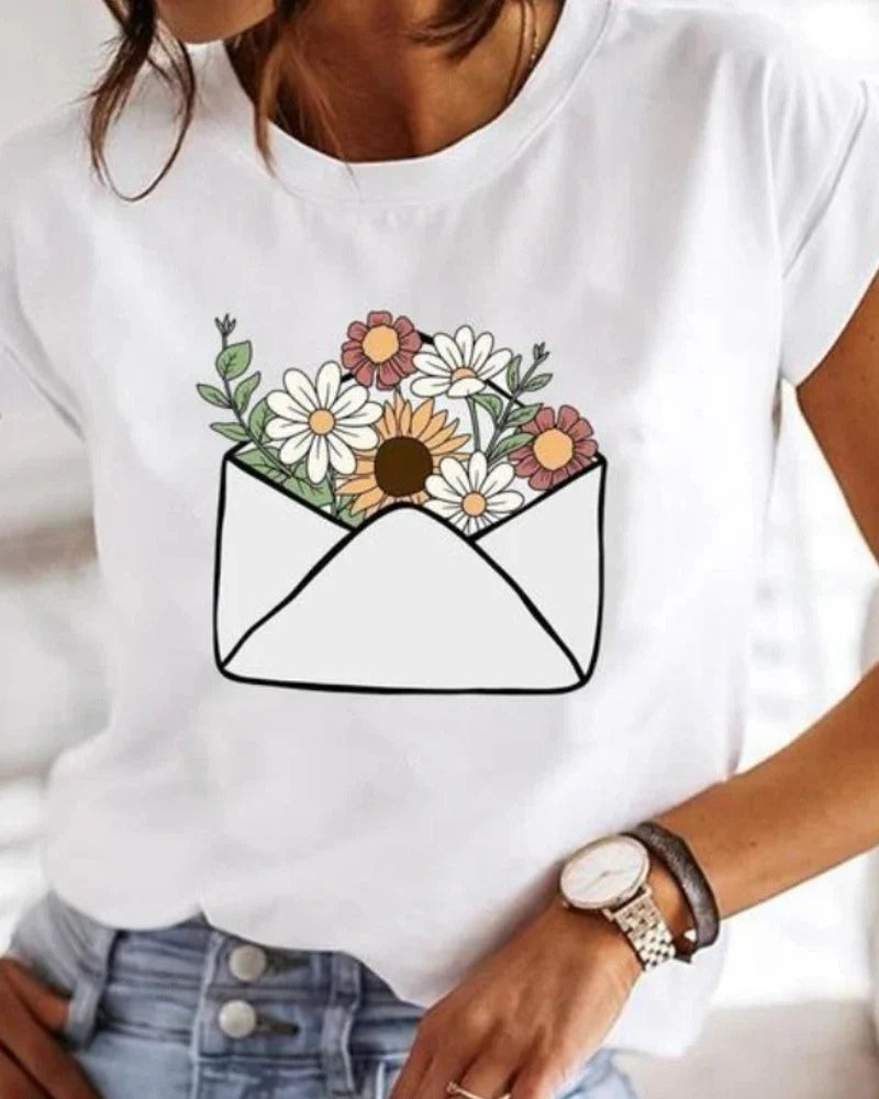 Damen Sommer T-Shirt weiß | Kurzarm