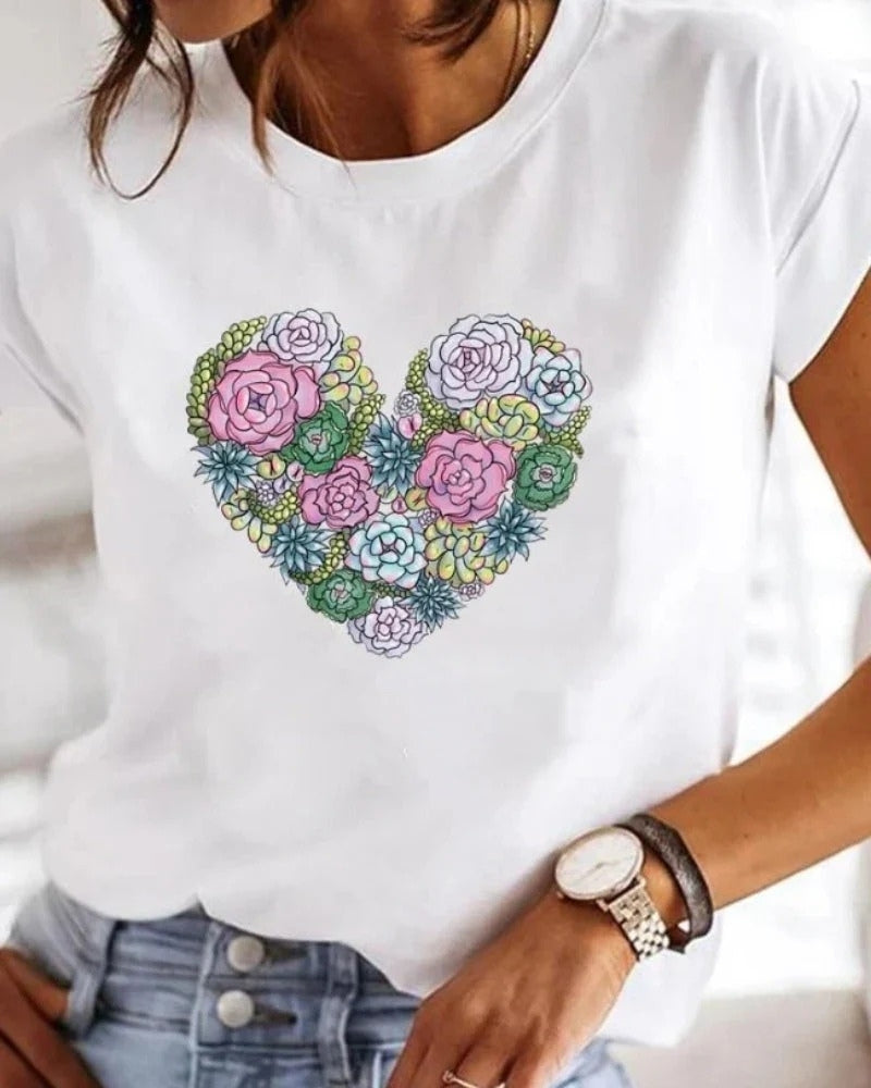 Damen Sommer T-Shirt weiß | Kurzarm
