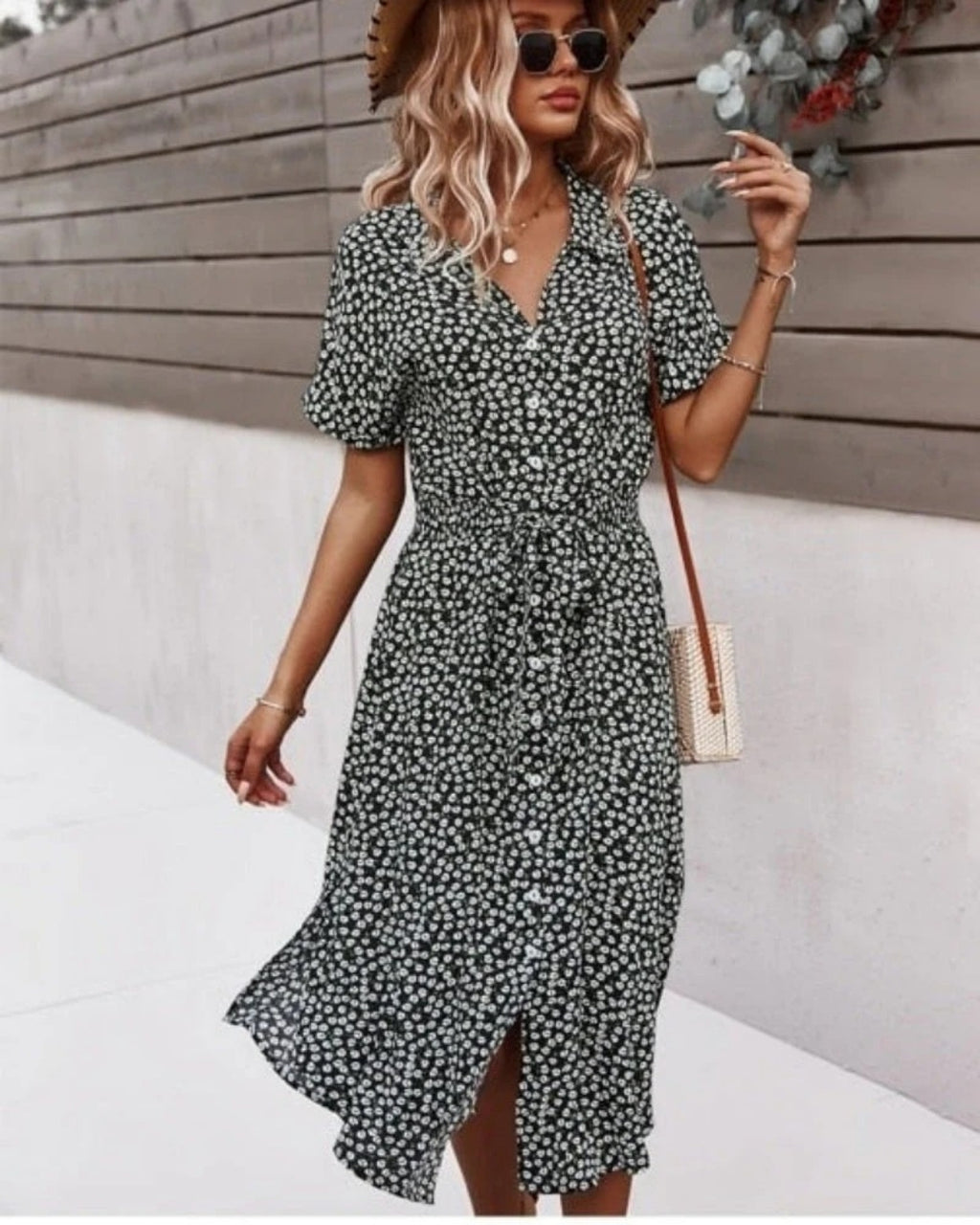 Damen-Sommerkleid mit Blumenmuster | Midi