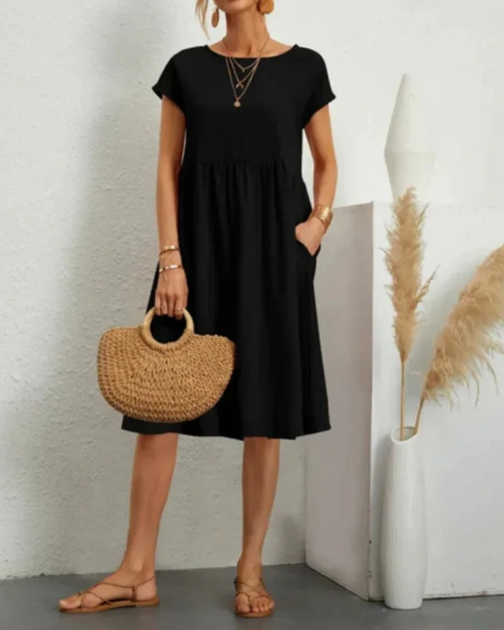 Damen Sommerkleid Midi mit Kurzarm | Elegantes Kleid