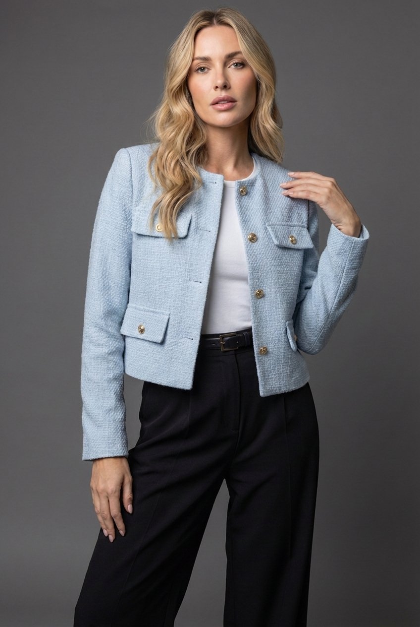 Margret | Damen Tweed Blazer Mit Knöpfen