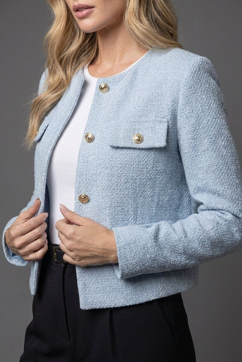 Margret | Damen Tweed Blazer Mit Knöpfen