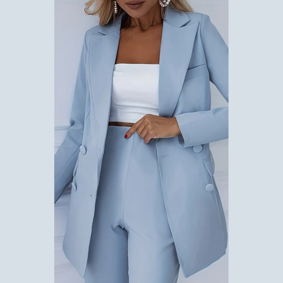 Damenhosenanzüge mit langen Blazern – zweiteilige Sets mit gerade geschnittenen Hosen