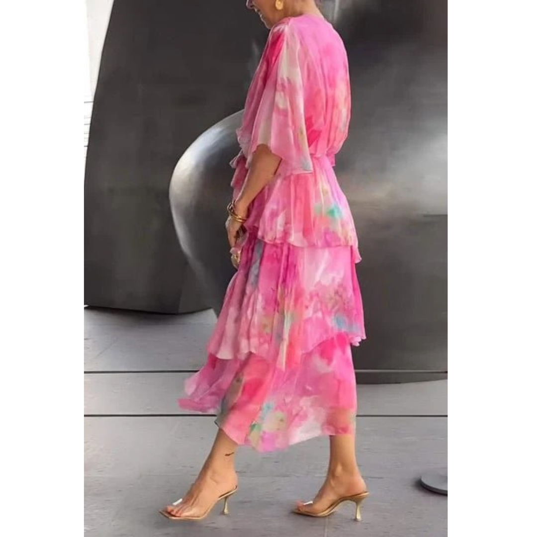 Dana | Damen Elegante Chiffon Maxikleid