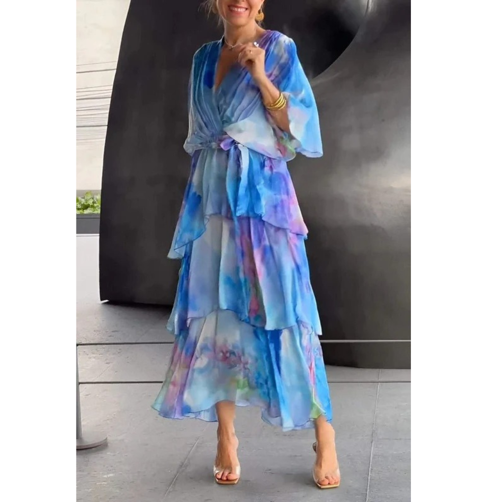 Dana | Damen Elegante Chiffon Maxikleid