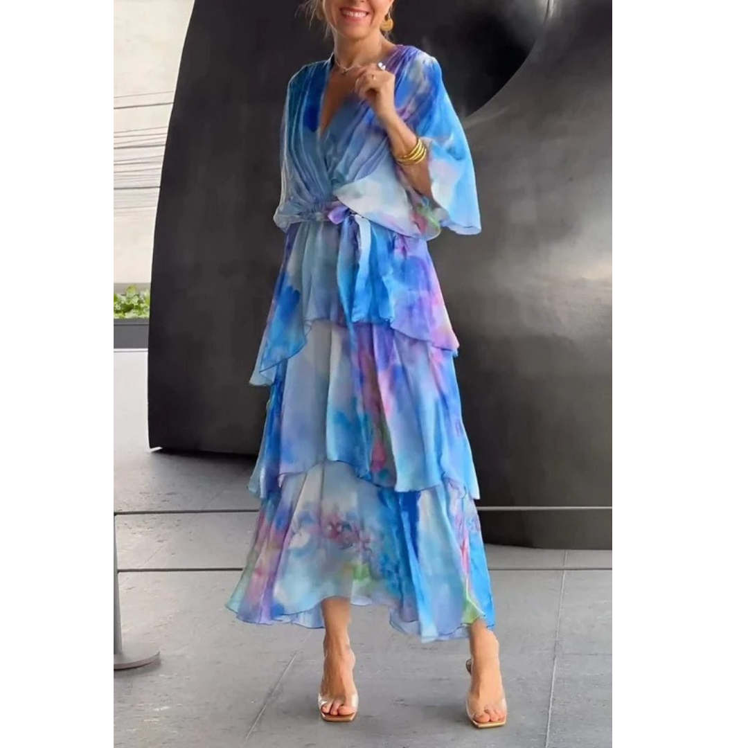 Dana | Damen Elegante Chiffon Maxikleid