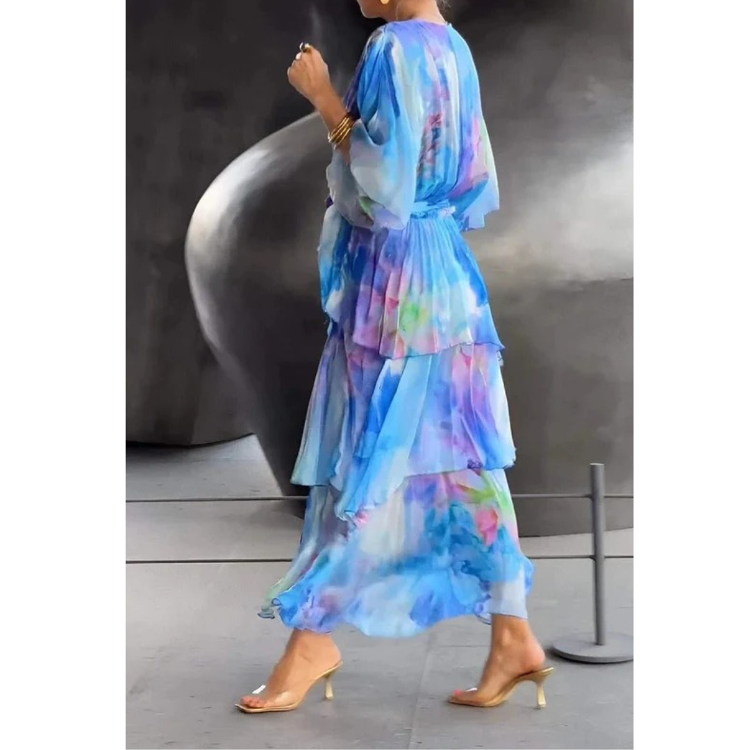 Dana | Damen Elegante Chiffon Maxikleid