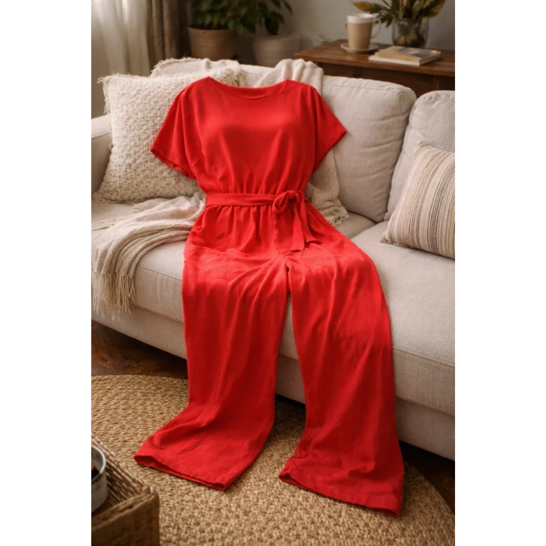 Daniela | Damen Jumpsuit mit Gürtel und weitem Bein