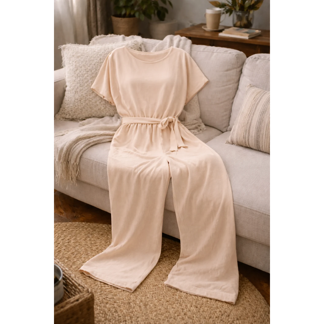 Daniela | Damen Jumpsuit mit Gürtel und weitem Bein